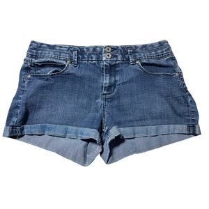 Candie's Junior Womens 9 Medium Blue Wash Denim Rolled Shorts